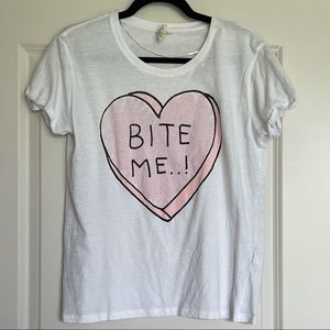 Cotton On bite me T-shirt rolled sleeves medium